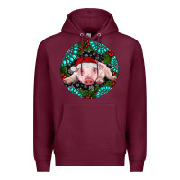 Burgundy Baby Pig Christmas Premium Hoodie - RanaPortraitStore