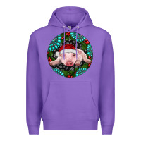 Purple Baby Pig Christmas Premium Hoodie - RanaPortraitStore