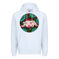 White Baby Pig Christmas Premium Hoodie - RanaPortraitStore
