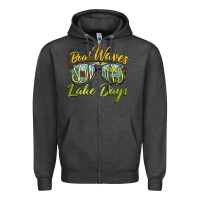 Charcoal Heather boat waves sun rays lake days Zipper Hoodie - BarkalooDesign