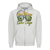 Dove Grey boat waves sun rays lake days Zipper Hoodie - BarkalooDesign