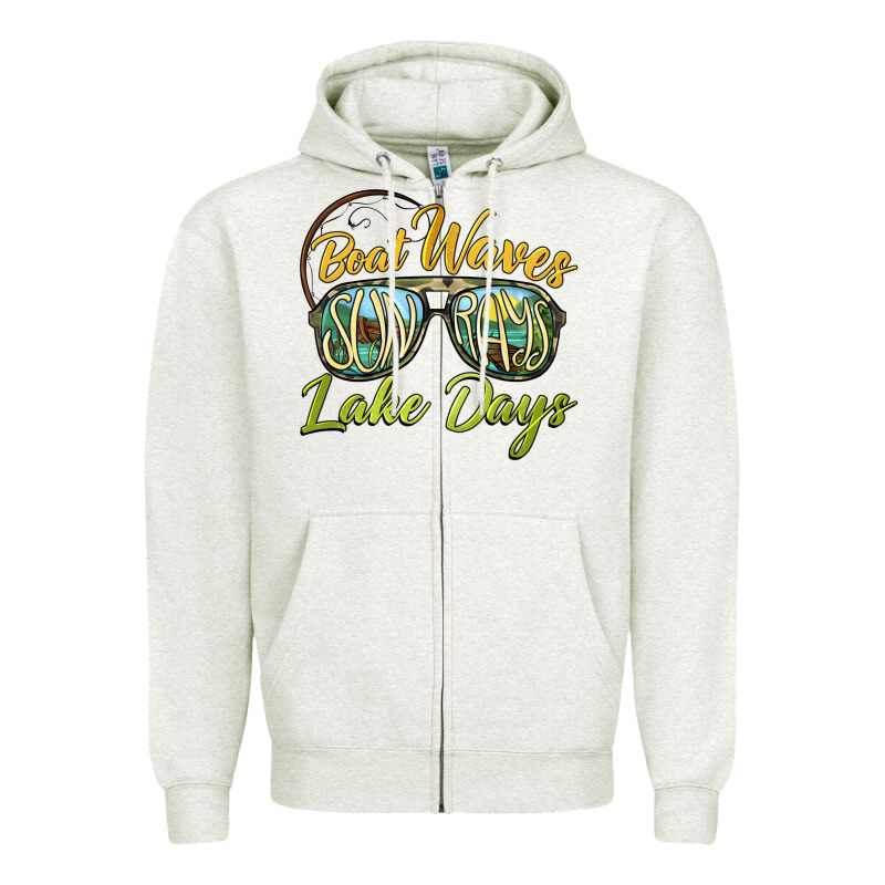 Boat Waves Sun Rays Lake Days Zipper Hoodie by BarkalooDesign | Teevron