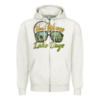 Oatmeal Heather boat waves sun rays lake days Zipper Hoodie - BarkalooDesign