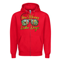 Red boat waves sun rays lake days Zipper Hoodie - BarkalooDesign