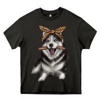 Asphalt alaskan husky with bandeau Heavy Core Tee - texasbilliewilder