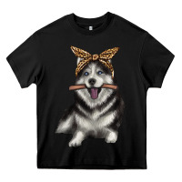 Black alaskan husky with bandeau Heavy Core Tee - texasbilliewilder