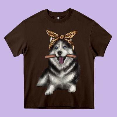 Alaskan Husky With Bandeau Heavy Core Tee Designed By Texasbilliewilder