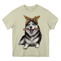 Mossy alaskan husky with bandeau Heavy Core Tee - texasbilliewilder