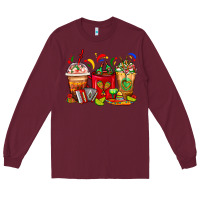 Burgundy Mexico Coffee Cups Long Sleeve Tee - FaDigitalArtStudio