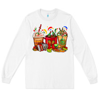 White Mexico Coffee Cups Long Sleeve Tee - FaDigitalArtStudio