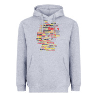 Heather Grey germany map silhouette towns cities flag berlin travel t shirt Heavyweight Hoodie - maiPhamDesign
