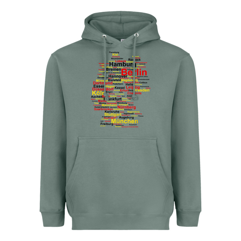 Germany Map Silhouette Towns Cities Flag Berlin Travel T Shirt Heavyweight Hoodie by maiPhamDesign | Teevron