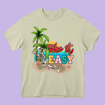 Take It Easy Heavy Core Tee Designed By Nancycooperartshop