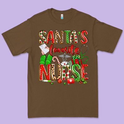 Santa's Favorite Nurse Premium Tee Designed By Texasbilliewilder