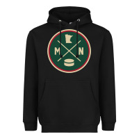 Black Classic Minnesota Hockey MN Outline Pullover Hoodie Heavyweight Hoodie - maiPhamDesign