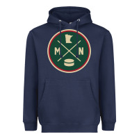 Navy Classic Minnesota Hockey MN Outline Pullover Hoodie Heavyweight Hoodie - maiPhamDesign