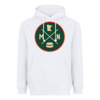 White Classic Minnesota Hockey MN Outline Pullover Hoodie Heavyweight Hoodie - maiPhamDesign