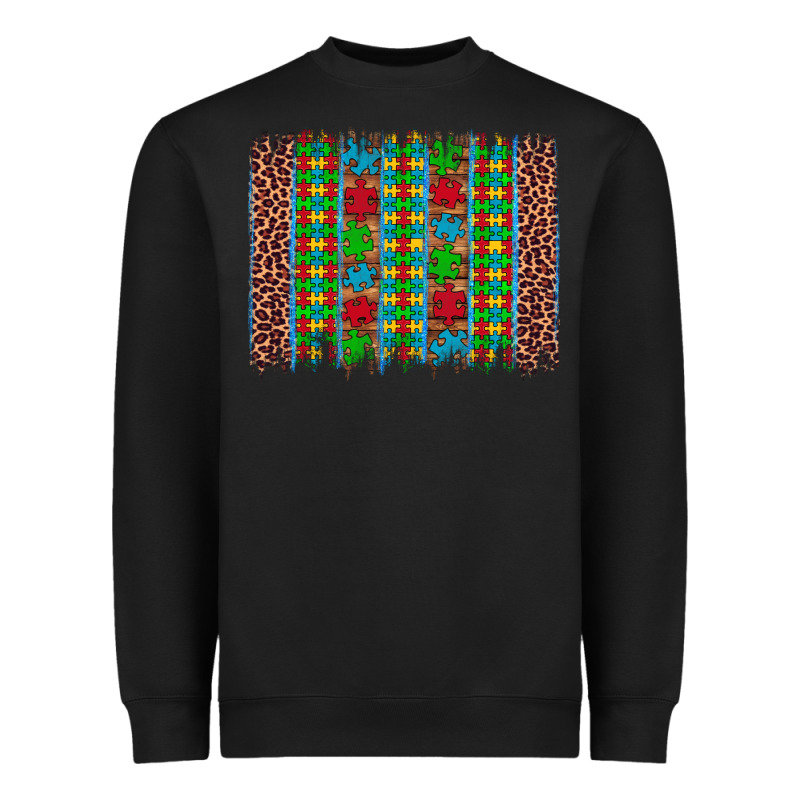 Autism Awareness Leopard Puzzle Brush Stroke Heavyweight Sweatshirt by Artiststas | Teevron