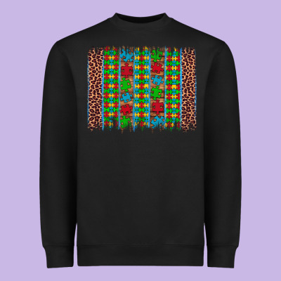 Autism Awareness Leopard Puzzle Brush Stroke Heavyweight Sweatshirt Designed By Artiststas
