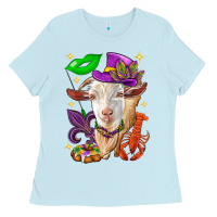 Baby Blue Mardi Gras Goat Ladies Tee - HowdyJamesFarm