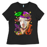 Black Mardi Gras Goat Ladies Tee - HowdyJamesFarm