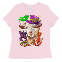 Bubblegum Pink Mardi Gras Goat Ladies Tee - HowdyJamesFarm