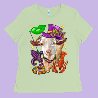 Mardi Gras Goat Ladies Tee Designed By Howdyjamesfarm