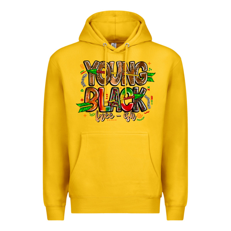 Young Black Free Ish Premium Hoodie by CowhideDigitalArt | Teevron
