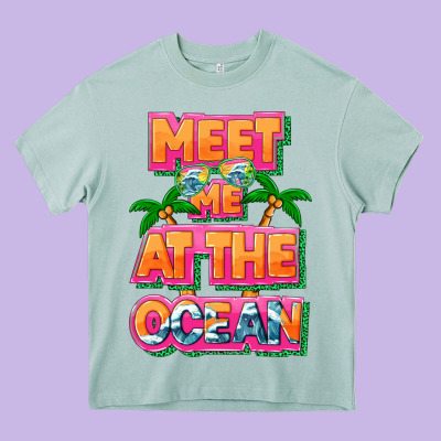 Meet Me At The Ocean Summer Heavy Core Tee Designed By Nancycooperartshop