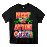 Black Meet me at the ocean Summer Heavy Core Tee - NancyCooperArtShop