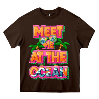 Chocolate Brown Meet me at the ocean Summer Heavy Core Tee - NancyCooperArtShop
