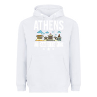 White Athens Greece City Trip Skyline Map Travel Heavyweight Hoodie - maiPhamDesign