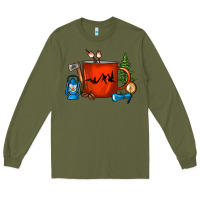 Army Green Camper Coffee Cup Long Sleeve Tee - FaDigitalArtStudio
