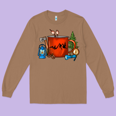 Camper Coffee Cup Long Sleeve Tee Designed By Fadigitalartstudio
