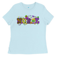 Baby Blue Mardi Gras Day nurse Ladies Tee - HowdyJamesFarm