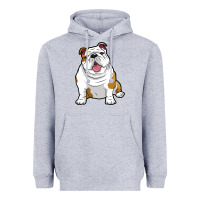 Heather Grey ENGLISH BULLDOGS Awesome Funny Bulldog Pups Dogs Heavyweight Hoodie - maiPhamDesign