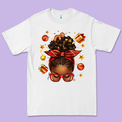 Christmas Afro Messy Bun Premium Tee Designed By Texasbilliewilder
