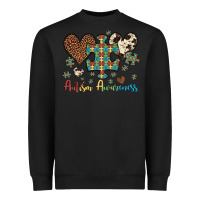 Autism Awareness Leopard Cowhide Herts Puzzle Heavyweight Sweatshirt | Teevron