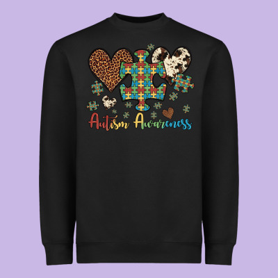 Autism Awareness Leopard Cowhide Herts Puzzle Heavyweight Sweatshirt Designed By Artiststas