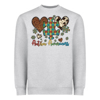 Heather Grey autism awareness leopard cowhide herts puzzle Heavyweight Sweatshirt - Artiststas