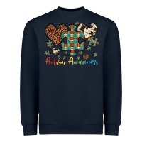 Navy autism awareness leopard cowhide herts puzzle Heavyweight Sweatshirt - Artiststas