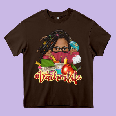 Afro Woman Teacher Life Heavy Core Tee Designed By Nancycooperartshop
