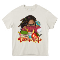 Cream afro woman teacher life Heavy Core Tee - NancyCooperArtShop