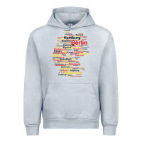 Heather Grey germany map silhouette towns cities flag berlin travel t shirt Urban Hoodie - maiPhamDesign