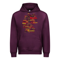 Mauve Wine germany map silhouette towns cities flag berlin travel t shirt Urban Hoodie - maiPhamDesign