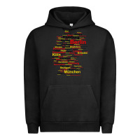 Pigment Black germany map silhouette towns cities flag berlin travel t shirt Urban Hoodie - maiPhamDesign