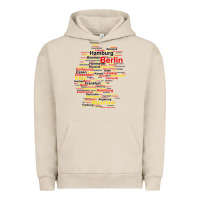 Pigment French Oak germany map silhouette towns cities flag berlin travel t shirt Urban Hoodie - maiPhamDesign