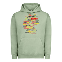 Pigment Oil Green germany map silhouette towns cities flag berlin travel t shirt Urban Hoodie - maiPhamDesign