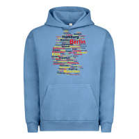 Pigment Pebble Blue germany map silhouette towns cities flag berlin travel t shirt Urban Hoodie - maiPhamDesign