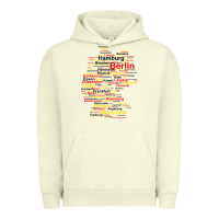 Pigment Pistachio germany map silhouette towns cities flag berlin travel t shirt Urban Hoodie - maiPhamDesign